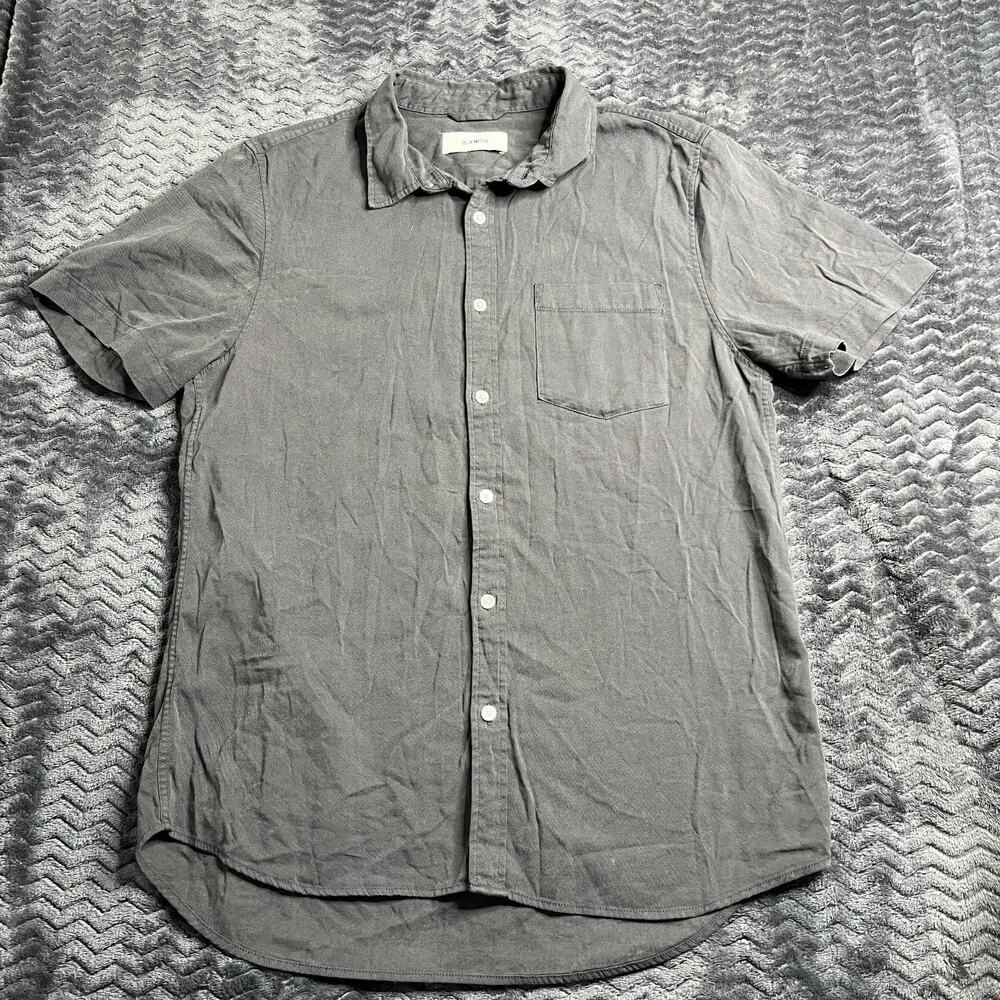 Buck Mason Draped Twill One Pocket Shirt Mens M Gray Button Up Short Sleeve